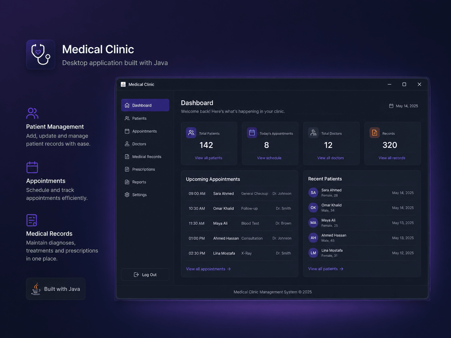 MediDesk medical clinic management application